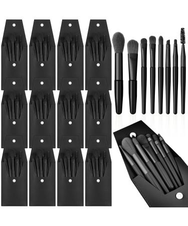 Tioncy 12 Sets Travel Makeup Brush Set Brushes Bag Bridesmaid Gift Synthetic Fibre Face Make up Brushes Angled Blush Brush for Wedding Bridal Shower Favors Bachelorette Party Gift (Black)