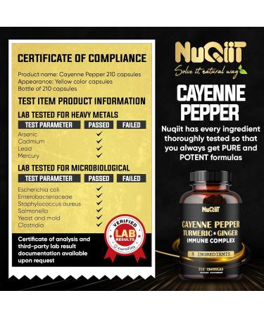 210 Pills - Cayenne Pepper Capsules Organic with Turmeric Ginger Immune Support Complex as Elderberry Echinacea Garlic Bulb - Digestion Heart Health & Body Management - Buy Online on GoSupps.com