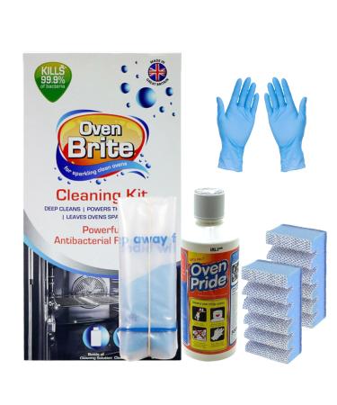 Oven & BBQ Cleaning Bundle- Oven Pride Oven Cleaner- 500 ML Bottle - Bags Gloves and Instructions Included - Complete Oven Cleaning Kit with 2 Grilll Shaped Scrubbing Pads