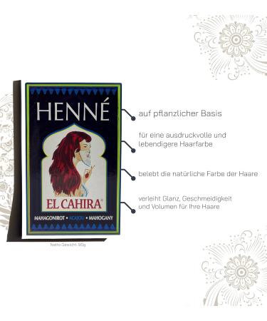 Natural Henna Powder - Mahogany Red Hair Dye | 900g Pure Natural Henna | El Cahira Henna for Beautiful Hair - Buy Online on GoSupps.com