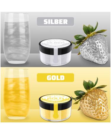 Fidton Edible Glitter for Drinks - 2 Colors Food Color Powder Set | Gold & Silver Edible Glitter for Cakes Donuts Fondant & Cocktails - 5G - Buy Online on GoSupps.com