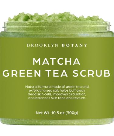 Brooklyn Botany Matcha Green Tea Body Scrub - Moisturizing and Exfoliating Body, Face, Hand, Foot Scrub - Fights Stretch Marks, Fine Lines, Wrinkles - Great Gifts for Women & Men - 10.5 oz Matcha 10 Ounce (Pack of 1)