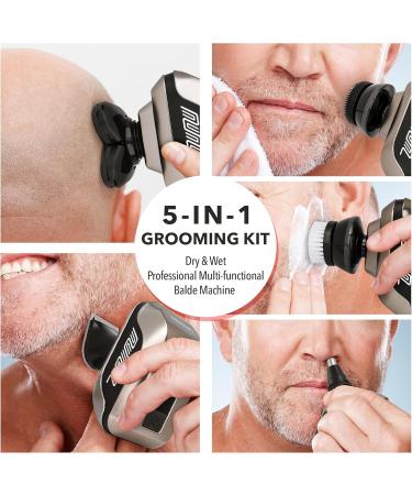 Best Head Shaver for Bald Men | 5D Rotary Detachable Electric 5-in-1 Waterproof Cordless Shaver - Buy Online on GoSupps.com