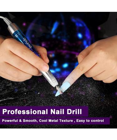 Rechargeable Nail Drill Machine Lavinda Cordless 35,000RPM Skyspace Brushless - Gradient Blue/Purple Metallic | Portable Electrical Nail File for Acrylic Nails with Protective Case - Buy Online on GoSupps.com