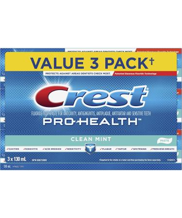 Crest Pro-Health Toothpaste Smooth Formula Clean Mint 130 mL (Pack of 3) & 3D White Toothpaste Advanced Whitening Radiant Mint 280 mL Total (Pack of 4) Pro Health Toothpaste (3-Pack) + Toothpaste - Buy Online on GoSupps.com
