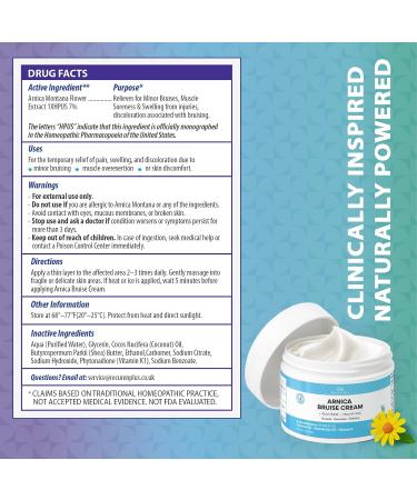Arnica Bruise Cream Extra Strength: Rapid Relief for Bruising Swelling Soreness Pain on Thin Skin - Potent Arnica Montana with Vitamin K Coconut Shea Butter - Face & Body 120g - Buy Online on GoSupps.com