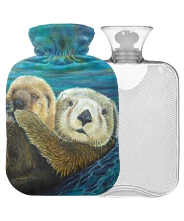 Naanle otter hot water bottle with reference transparently warm water bottle 2l large gambling bag for pain relief hot and cold therapy bed hand feet warmer