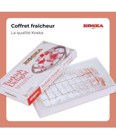 Rose Lukoums Turkish Delight with Koska Rose Flavor | Gift Size 500g | Traditional Luxury Confectionery | Vegan | Halal | Kosher | Soft Candy Lokum Dessert (Loukoumi) | Gluten Free - Buy Online on GoSupps.com
