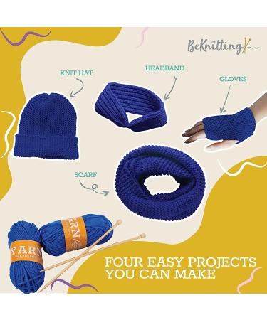 BeKnitting Knitting Starter Kit for Beginners - Yarn, Pompom Makers, Needles & More - Buy Online on GoSupps.com