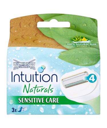 10 x Wilkinson Sword Intuition Naturals Sensitive Care 100% Natural Aloe + Vitamin E 3 Cartridges