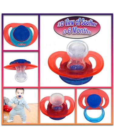 Non-Toxic Silicone Pacifiers Set - 3 Pack in Pink Violet & Red - Unisex Baby 0-6 Months - Buy Online on GoSupps.com