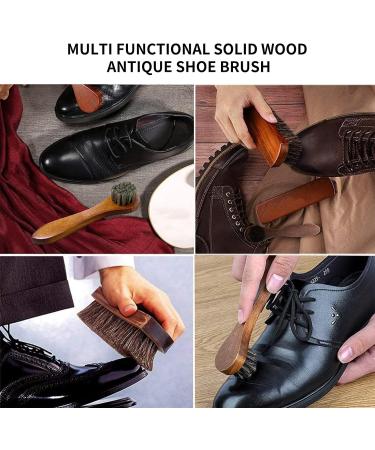Shoe Brush 2 Wooden Boot Brush Polish Brushes Kit Shoe Shine Brush Cleaning Brushes Horsehair Brush for Leather Shoe Cleaning Buffing Polishing - Buy Online on GoSupps.com