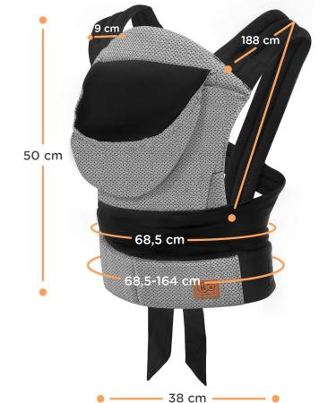 Kinderkraft Adoree Baby Carrier | Ergonomic Sling for Infants to Toddlers | 2 Carrying Positions | Adjustable Straps & Hood | Cotton Linen Viscose | Gray-Black - Buy Online on GoSupps.com