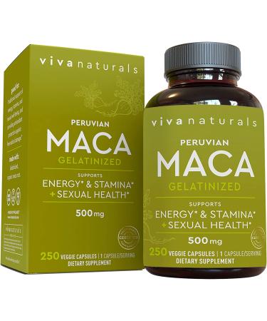 Viva Naturals Peruvian Maca Root Capsules - 250 Count for Energy & Hormonal Balance - Buy Online on GoSupps.com