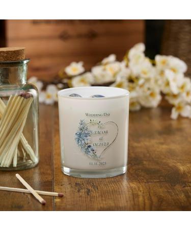 Personalised Wedding Day Candle Gift with Tropical Blue Palm Heart (Sea Breeze) - Buy Online on GoSupps.com