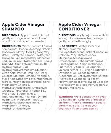 Apple Cider Vinegar Shampoo & Conditioner Set | Sulfate & Paraben Free | Anti-Dandruff Scalp Treatment with Biotin, Keratin & Moisturizing Oils | For Men & Women | 2 x 16 Fl Oz - Buy Online on GoSupps.com