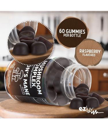 10 Mushroom Complex Gummies 2500mg Lion's Mane Supplement - Vegan & GMO-Free Nootropic Booster for Brain Focus, Immunity & Memory - Ezlyv - Buy Online on GoSupps.com