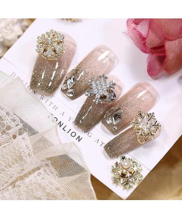 Snowflake Nail Decoration Metal Nail Art Rhinestones Gold Alloy Nail Art Supplies DIY Manicure Jewelry Rotatable Shiny Attractive Elegant 3D Christmas Nail Art Decor for Daily Holiday 2 Pcs - Buy Online on GoSupps.com