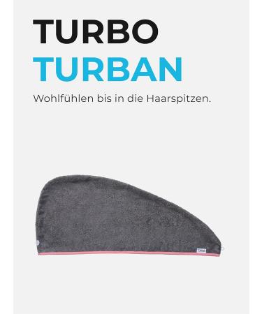 Sowel 100% Organic Cotton Hair Turban Towel - Button Design for Women & Men - Grey/Pink - Buy Online on GoSupps.com