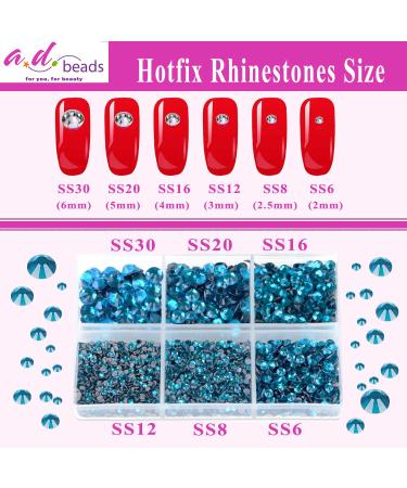 AD Beads 4500pc Hotfix Rhinestones Set with Tools - Blue Zircon Crystal Gems for DIY Crafts, Nail Art, Face, Clothes, Shoes - Buy Online on GoSupps.com