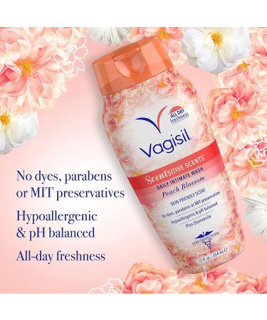 Vagisil Scentsitive Scents Peach Blossom Intimate Wash for Women - Gynecologist Tested - Gentle & Fresh - 3 Pack x 12 Fl Oz - Buy Online on GoSupps.com