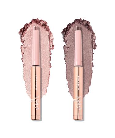 Mally Beauty Evercolor Eyeshadow Stick Duo- Shimmering Mauve Shimmer  Empowering Lilac Shimmer - Waterproof and Crease-Proof Formula - Easy-to-Apply Buildable Color - Cream Shadow Stick