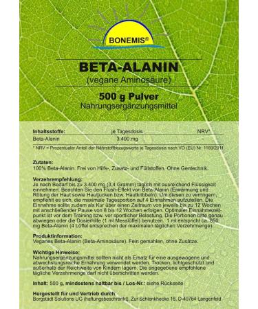 Premium Vegan Beta Alanine 500g - Pure Additive-Free Beta-Amino Acid | Bonemis  - Buy Online on GoSupps.com