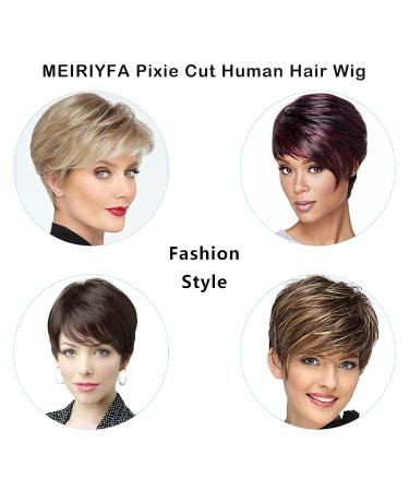 Meiriyfa Short Pixie Cut Wigs for Women | Brown & Blonde Highlight Brazilian Bob | International Shipping Available - Buy Online on GoSupps.com