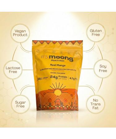 IT S Moong Plant Protein Powder Real Mango Flavor | Mung Bean & Brown Rice Protein Isolate Ginger & Fenugreek 24g Protein 4.7g BCAAs | Vegan Gluten Free Dairy Free Soy Free Sugar Free 17.64 oz - Buy Online on GoSupps.com