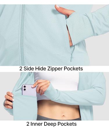 Women's UPF 50+ Sun Protection Long Sleeve Jacket with Zip Pockets - Light Blue, Small - Buy Online on GoSupps.com