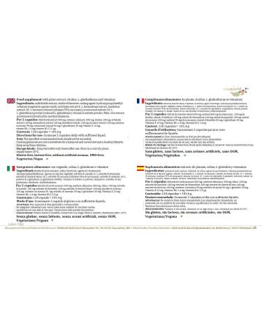Pack of 3 Vita World Vital Complex 120 Capsules with Milk Thistle Artichoke Choline Glutathione Curcumin Vegan/Vegetarian Made in Germany - Buy Online on GoSupps.com