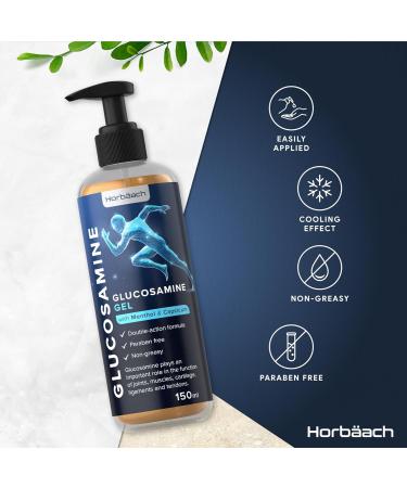 Glucosamine Gel 150ml with Menthol & Capsicum for Joint & Muscle Pain Relief | Highly Absorbable Non-Sticky Gel by Horbaach - Buy Online on GoSupps.com