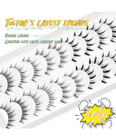 Emeda Manga Eyelash 10 Pairs - Stylish Anime & Cosplay Lashes 100% Handmade Soft & Natural with Transparent Band - Buy Online on GoSupps.com