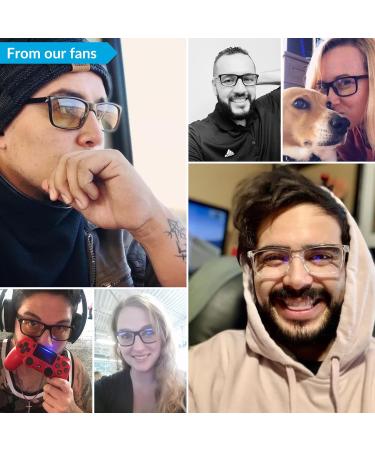 J+S Blue Light Blocking Glasses | Anti Eyestrain Headache Relief & UV Protection | Classic Rectangular Frame for Men & Women - Haka Black - Buy Online on GoSupps.com