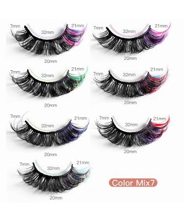 VNIHTT Colored Eyelashes - 5D Reusable Faux Mink Strip Lashes, 7 Pairs in 7 Vibrant Colors - D Curl False Lashes for Colored Lash Extensions Look - Buy Online on GoSupps.com