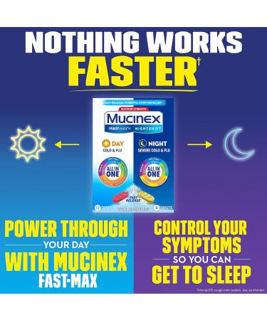 Mucinex Maximum Strength Fast-Max Cold & Flu Day/Night Relief - 20 Caplets - Buy Online on GoSupps.com