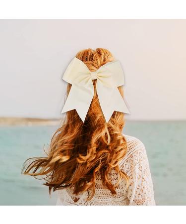 Ivory Jumbo Bow Clip with Tails | Stylish Hair Accessory - Buy Online on GoSupps.com