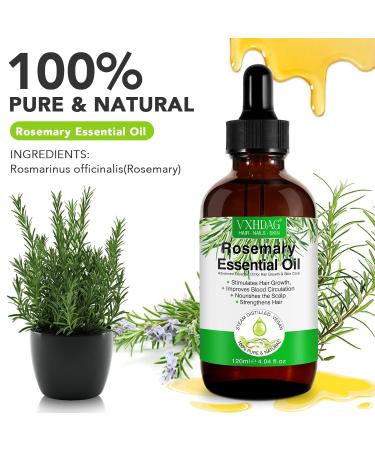100% Pure Rosemary Oil for Hair Growth - Natural Essential Oil for Eyebrows & Eyelashes Nourishes Scalp & Stimulates Growth - 120ml - Buy Online on GoSupps.com