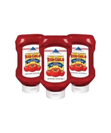 Red Gold and Folds of Honor Tomato Ketchup, Kosher and Gluten Free, 20 Ounce Squeeze Bottles, 3-Pack 1.25 Pound (Pack of 3)