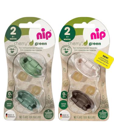 NIP Cherry Green Round Pacifier 4 Pieces Boy Set // Size 2 // 6+ Months // Blue & Turquoise + Silver & Light Blue