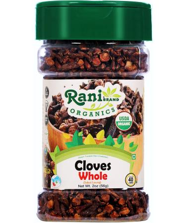 Rani Organic Cloves Whole (Laung Sabut) 2oz (56g) PET Jar, Great for Food, Tea, Pomander Balls and Potpourri  All Natural | Vegan | Gluten Friendly | NON-GMO | Indian Origin | USDA Certified Organic 2 Ounce (Pack of 1)