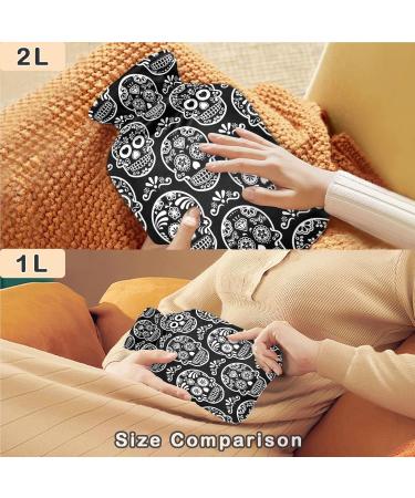 Naanle Sugar Skull Floral 2L Hot Water Bottle - Heat & Cold Therapy for Pain Relief | Large Transparent Bottle for Bed Hands & Feet - Buy Online on GoSupps.com