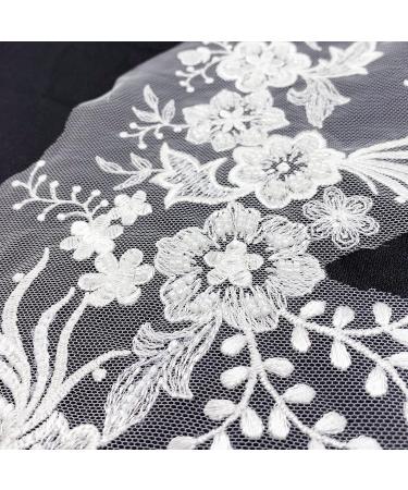 3D White Sequin Bead Floral Lace Trim Applique Patches - Wedding Dress DIY (1 Pair) - Buy Online on GoSupps.com