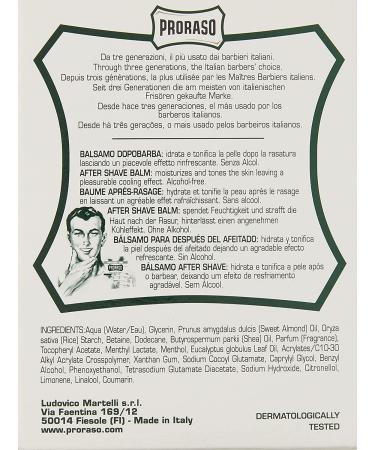 Proraso Men's After Shave Balm - 3.4 Fl Oz Refreshing Moisturizer with Menthol and Eucalyptus Oil - Buy Online on GoSupps.com