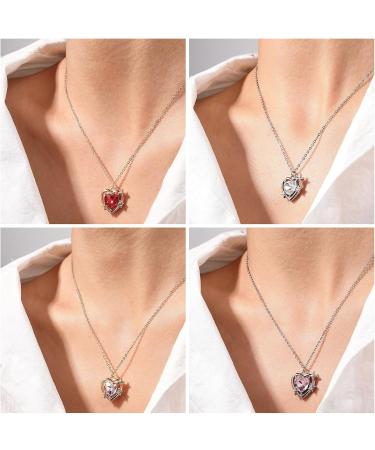 South Kieling Heart-Shaped Korean Crystal Pendant Necklace for Women & Girls - Stylish Collarbone Chain Cute Star Fashionable Party Jewelry in White - Buy Online on GoSupps.com