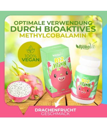 Vitamin B12 Children's Chewable Tablets - 100% Vegan Sugar-Free 120 Days Supply - High-Quality 3 g Per Tablet | Best Children's Vitamins - Buy Online on GoSupps.com