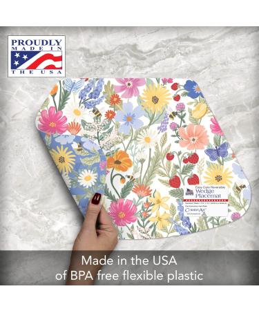 CounterArt Meadow Floral Wedge Shaped Reversible Placemat 4 Pack - Made in USA - Easy Care - 17.75 x 11.25 - Colorful & Flexible - Wipes Clean Easily - Buy Online on GoSupps.com