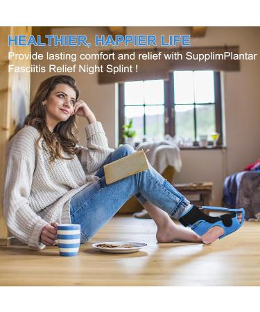 Plantar Fasciitis Night Splint | Upgraded Foot Brace for Men & Women | Arch Support & Heel Pain Relief | Adjustable Blue One Size - Buy Online on GoSupps.com