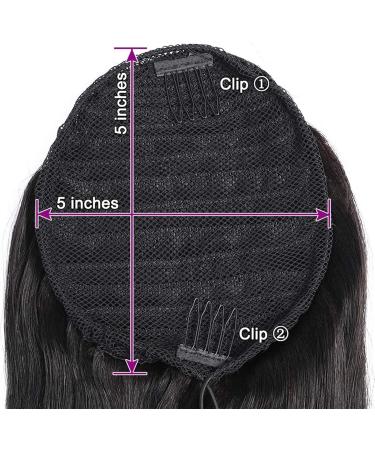 Hair Bun 8-30 Inches with Drawstring Ponytail Brazilian Real Hair Extensions Straight Ponytail Wig Hair Slices for Black Women Hair Extension Hair Piece (Color : 16 inch) - Buy Online on GoSupps.com