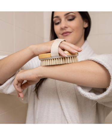 Hand Size Dry Brushing Body Brush for Face, Foot, and Legs - Exfoliate, Tighten Skin, Reduce Cellulite - Natural Bristle Scrubber for Dead Skin & Lymphatic Drainage - Buy Online on GoSupps.com